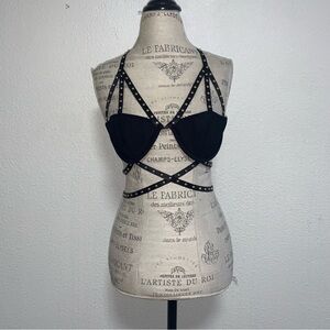 Frederick’s of Hollywood Strappy Gold Embellished Lorelli Bra